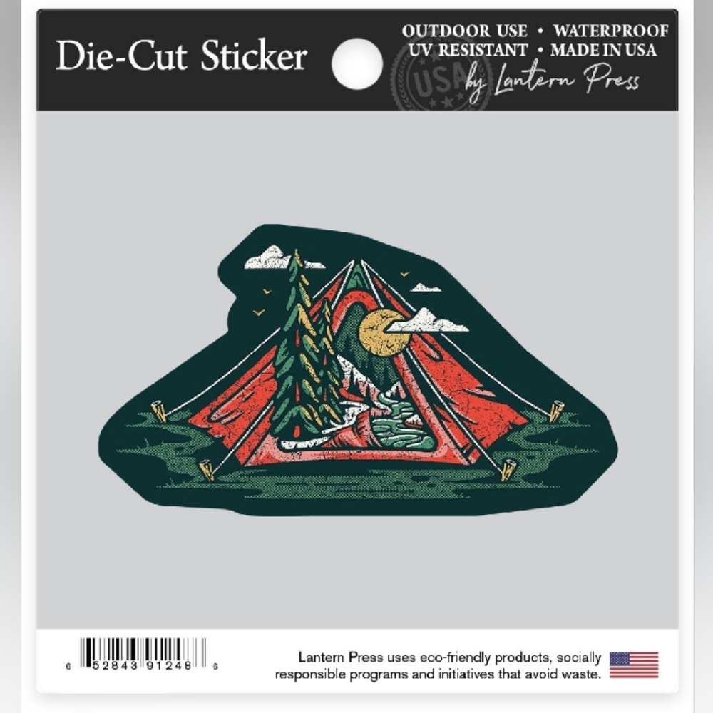 Lantern Press Tent Sticker, 1Size, Green & Red.